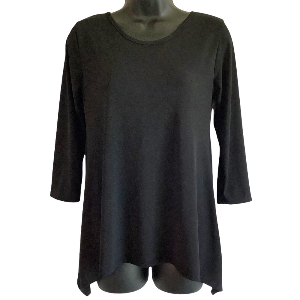Prospect Womens Black 3/4 Sleeve Criss-Cross Back Tunic S